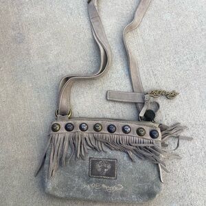 Fringed Crossbody Shoulder Bag in Taupe